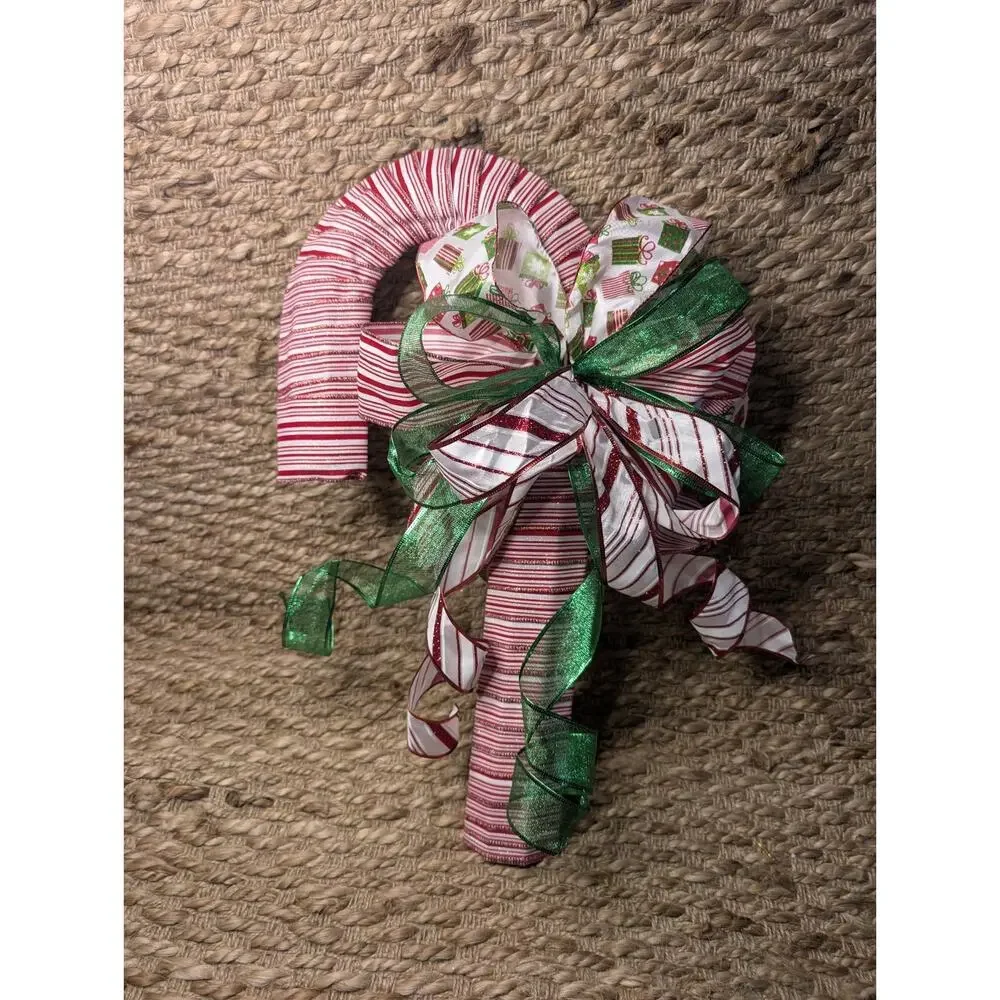 Christmas Candy Cane Wreath Door Hanger Big Bow 20